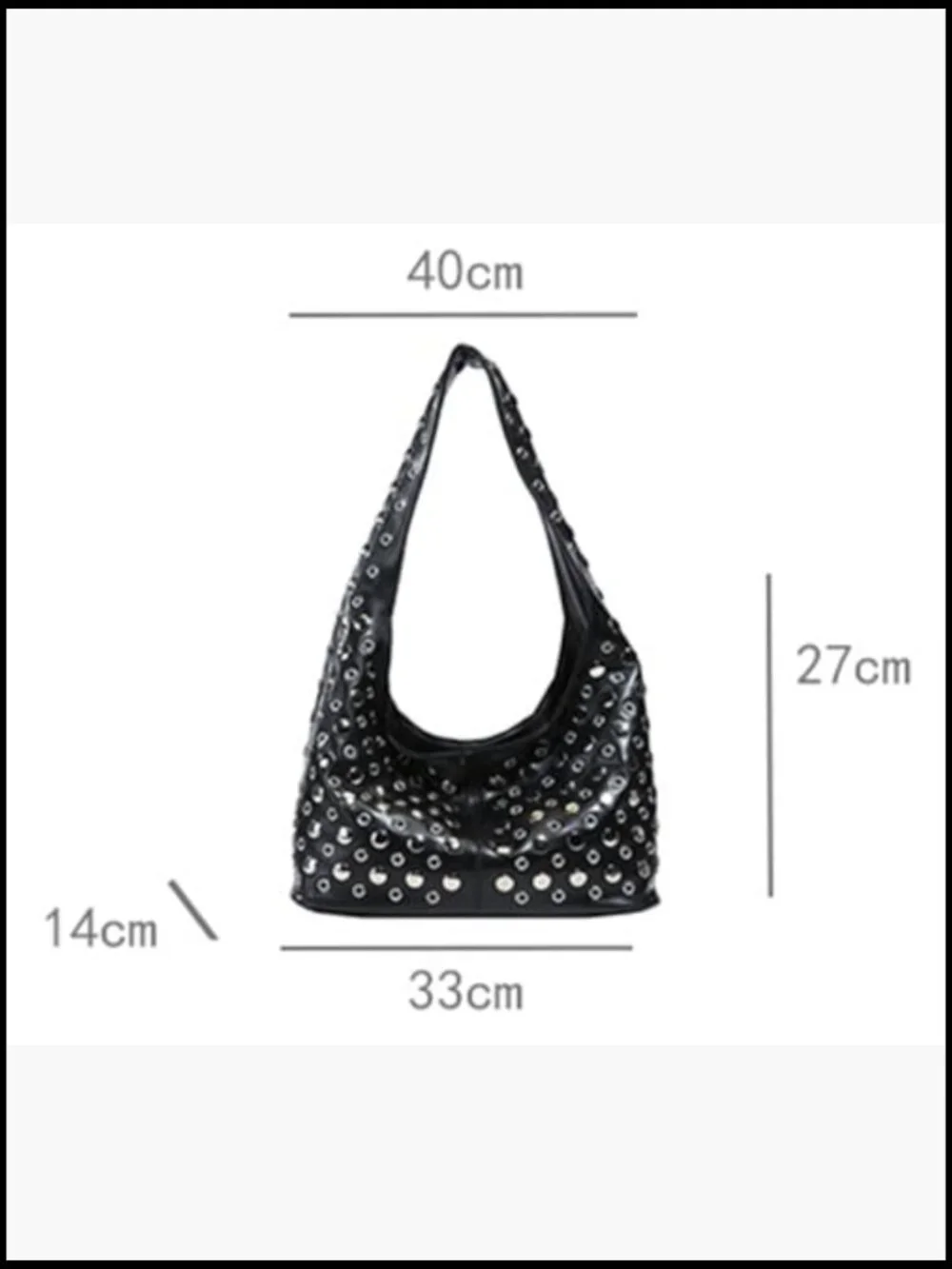 Studded Shoulder Bag Slouchy Hobo Handbag Faux Leather Satchel Purse Trendy - Picture 4 of 7